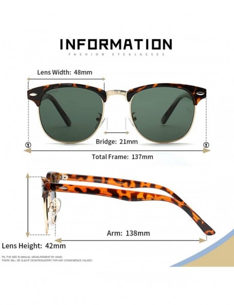 Square Polarized Sunglasses For Women And Men Semi Rimless Frame Retro Brand Sun Glasses AE0369 - Tortoise &Black - CW18A59WQ...