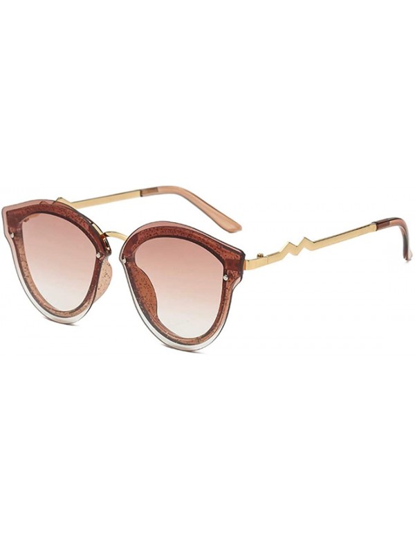 Rectangular Unisex Retro Cat Eye Metal Frame Oversized Plastic Lenses Sunglasses - Brown - C118NOANCS9 $13.11