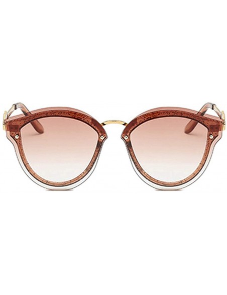 Rectangular Unisex Retro Cat Eye Metal Frame Oversized Plastic Lenses Sunglasses - Brown - C118NOANCS9 $13.11