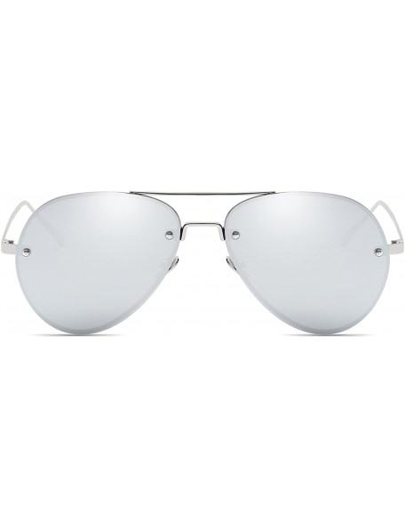Wrap Visor Mirror Pilot Sunglasses Ladies Non-Polarized Sunglasses Anti-UV Glasses - Silver - CR18AE9EDR9 $10.86