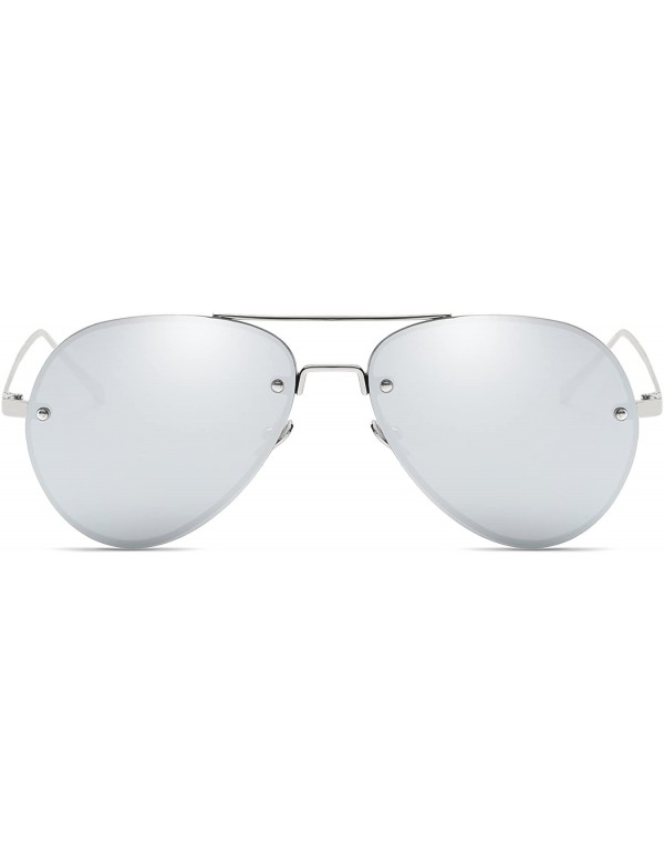 Wrap Visor Mirror Pilot Sunglasses Ladies Non-Polarized Sunglasses Anti-UV Glasses - Silver - CR18AE9EDR9 $10.86