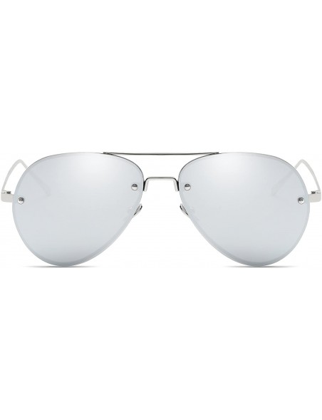 Wrap Visor Mirror Pilot Sunglasses Ladies Non-Polarized Sunglasses Anti-UV Glasses - Silver - CR18AE9EDR9 $10.86