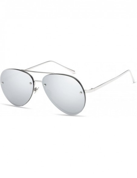 Wrap Visor Mirror Pilot Sunglasses Ladies Non-Polarized Sunglasses Anti-UV Glasses - Silver - CR18AE9EDR9 $10.86