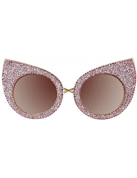 Cat Eye Sparkling Crystal Cat Eye Sunglasses UV Protection Rhinestone Sunglasses - Pink-c - C51939HAWDZ $15.47