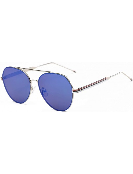 Aviator Unisex Classic Mirrored Aviator Fashion Sunglasses - Blue - C418WQ6A0KU $36.49