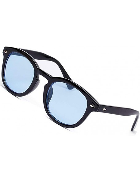 Round Vintage Sunglasses Aviator Colorful Transparent - Polarized Blue M - CN193DK5EE9 $16.79