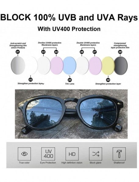 Round Vintage Sunglasses Aviator Colorful Transparent - Polarized Blue M - CN193DK5EE9 $16.79