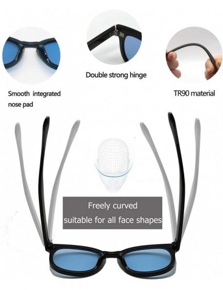 Round Vintage Sunglasses Aviator Colorful Transparent - Polarized Blue M - CN193DK5EE9 $16.79