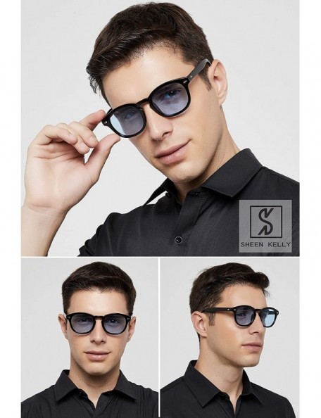 Round Vintage Sunglasses Aviator Colorful Transparent - Polarized Blue M - CN193DK5EE9 $16.79