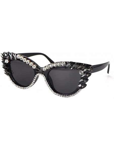 Square Fashion Diamond Sunglasses Rhinestone Butterfly - White - C5198GK8NDM $25.77