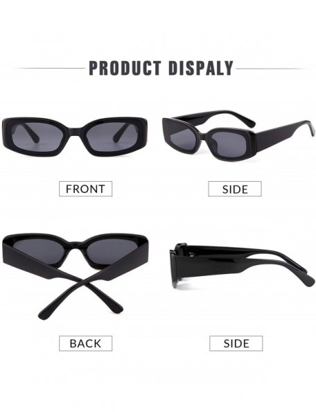 Square Rectangle Sunglasses for Women Retro Fashion Sunglasses UV 400 Protection Square Frame Eyewear - CT18AS9KSWR $12.56