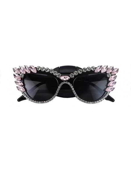 Square Fashion Diamond Sunglasses Rhinestone Butterfly - White - C5198GK8NDM $25.77