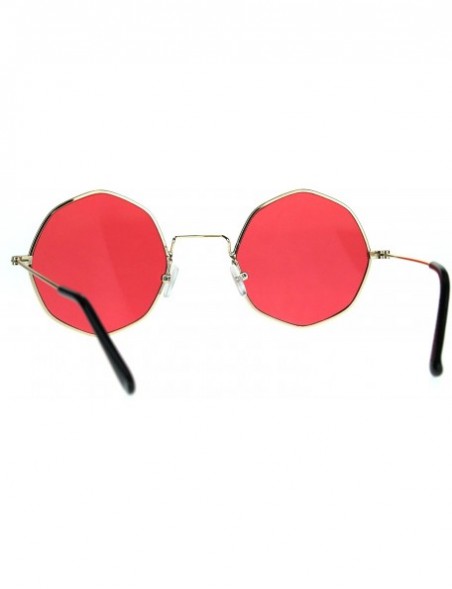 Round Round Octagon Shape Sunglasses Vintage Thin Metal Fashion Color Lens UV 400 - Gold (Red) - C01806A3HG7 $11.03