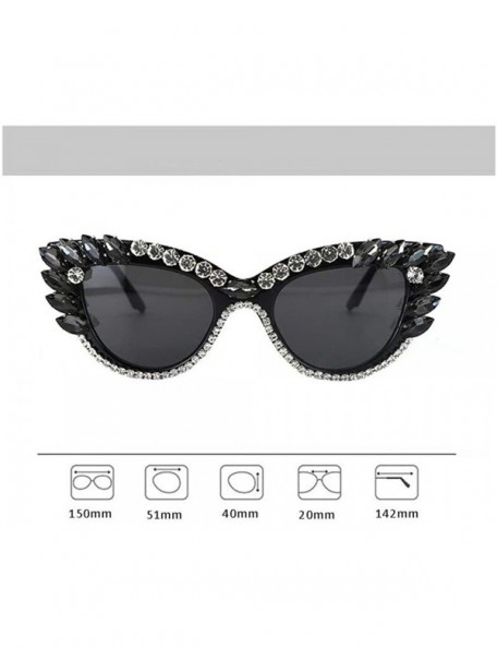 Square Fashion Diamond Sunglasses Rhinestone Butterfly - White - C5198GK8NDM $25.77