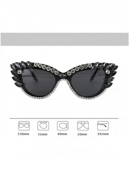 Square Fashion Diamond Sunglasses Rhinestone Butterfly - White - C5198GK8NDM $25.77