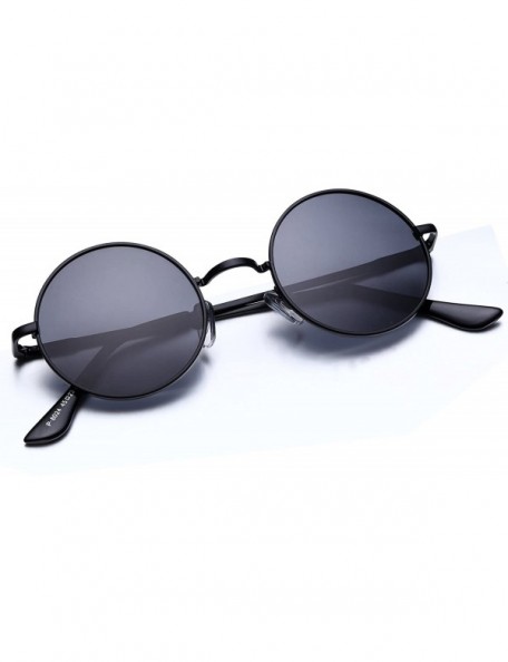 Oval Lennon Retro Round Sunglasses- Vintage Polarized Hipple Glasses with Plain Lens - CJ12O8Q3XPK $11.35