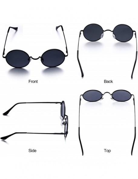 Oval Lennon Retro Round Sunglasses- Vintage Polarized Hipple Glasses with Plain Lens - CJ12O8Q3XPK $11.35