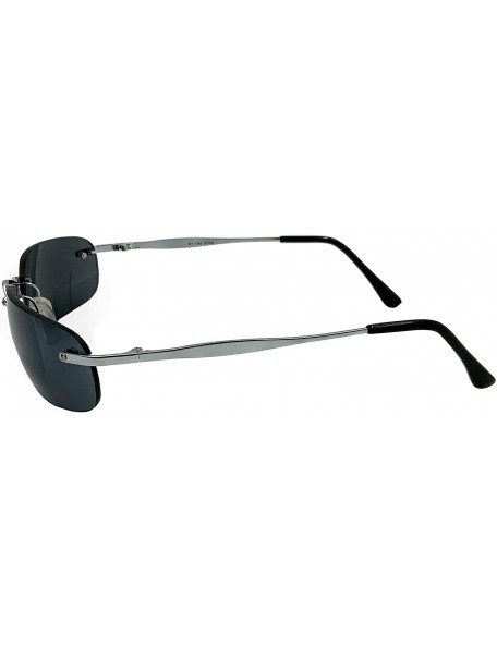 Rectangular Secret Agent Sunglasses - Rimless Matrix Smith Brown Jones - Rectangle Dark Lens - Silver - CM18ZQ2L9RG $11.60
