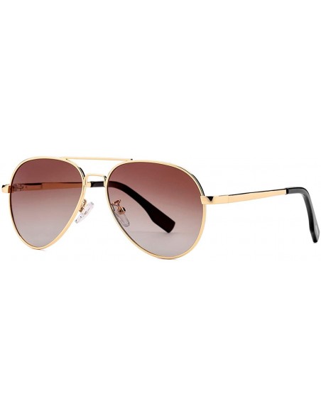 Sport Polarized Small Aviator Sunglasses for Small Face Women Men Juniors - 52mm - Gold/Gradient Brown - CU196MKTCKX $10.47