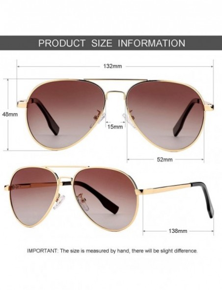 Sport Polarized Small Aviator Sunglasses for Small Face Women Men Juniors - 52mm - Gold/Gradient Brown - CU196MKTCKX $10.47