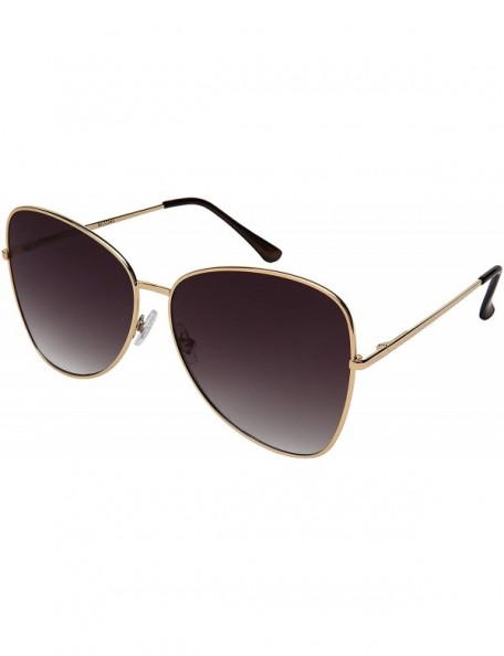Oversized Fashion Oversized Butterfly Sunglasses Protection - Gold Frame/Grey Gradient Lens - CM18XYO45LQ $12.14