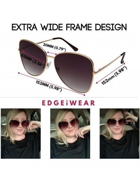 Oversized Fashion Oversized Butterfly Sunglasses Protection - Gold Frame/Grey Gradient Lens - CM18XYO45LQ $12.14