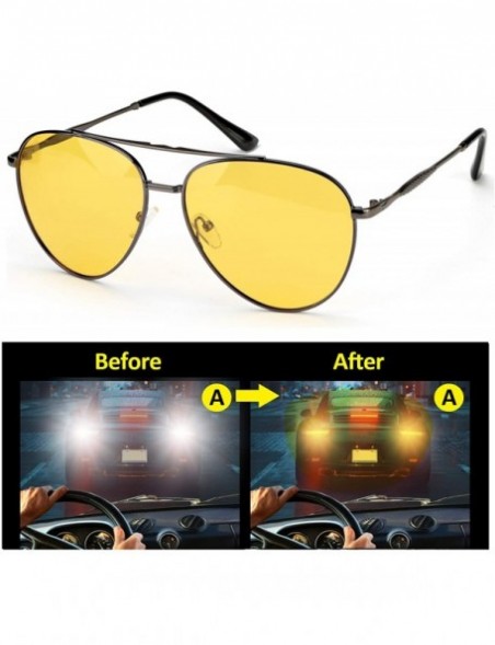 Aviator Aviator Night-Driving Anti-Glare Glasses - HD Night-Vision Polarized Yellow Glasses for Driving/Rainy/Cloudy - CB18Z7...