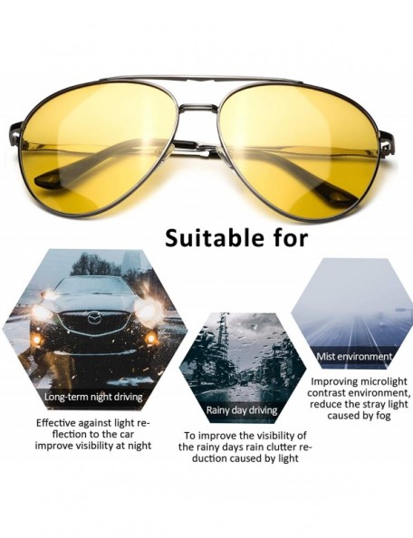 Aviator Aviator Night-Driving Anti-Glare Glasses - HD Night-Vision Polarized Yellow Glasses for Driving/Rainy/Cloudy - CB18Z7...