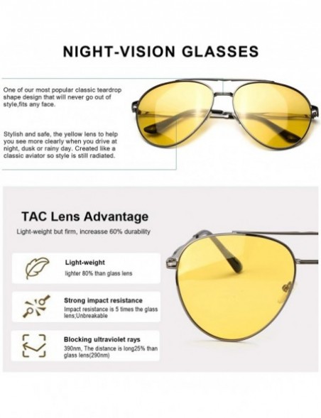 Aviator Aviator Night-Driving Anti-Glare Glasses - HD Night-Vision Polarized Yellow Glasses for Driving/Rainy/Cloudy - CB18Z7...