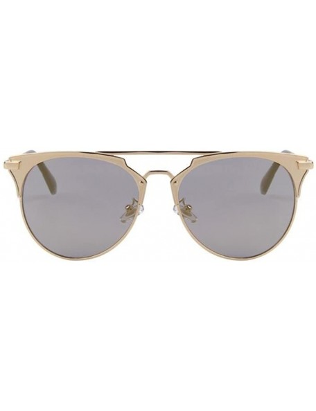 Semi-rimless Women UV400 Cat Eye Mirror Sunglasses Classic Shades Double-Bridge Sun glasses - Brown - CW17Z3DRGL6 $15.43