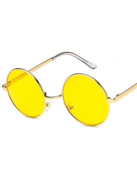 Round Fashion Vintage Sunglasses Luxury Glasses - Yellow - CA198G7MMTM $21.64
