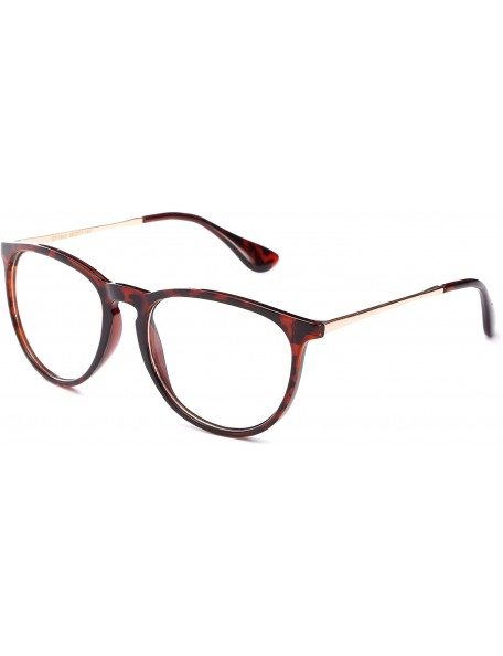 Round Unisex Erika Style Spring Hinge High Fashion Clear Lens Glasses - Tortoise/Gold - CV11G6GRKQL $9.85