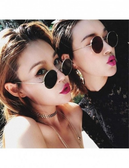 Round Fashion Vintage Sunglasses Luxury Glasses - Yellow - CA198G7MMTM $21.64