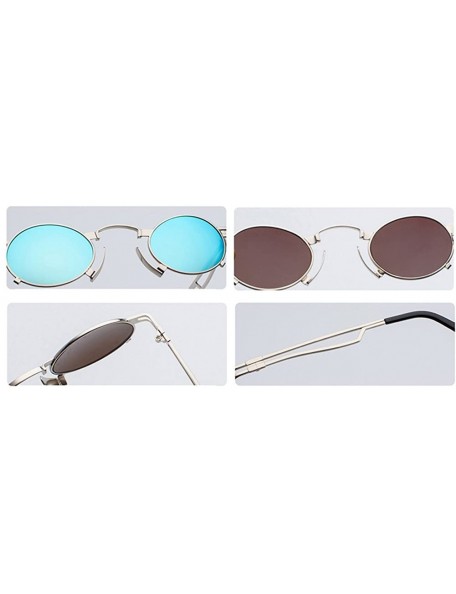 Oval Punk Sunglasses Men Vintage Small Oval Sun Glasses For Women Summer 2018 UV400 - Gold With Black - CF18D4OOM09 $11.17