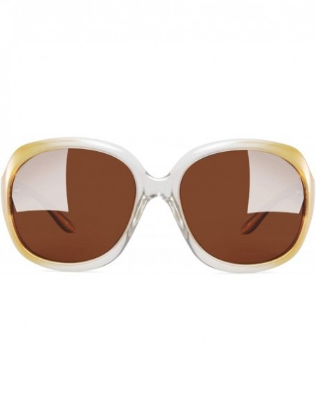 Butterfly Polarized Sunglasses for Women Vintage Big Frame Sun Glasses Ladies Shades - Champagne Brown - C412D0YJ3Y3 $17.00