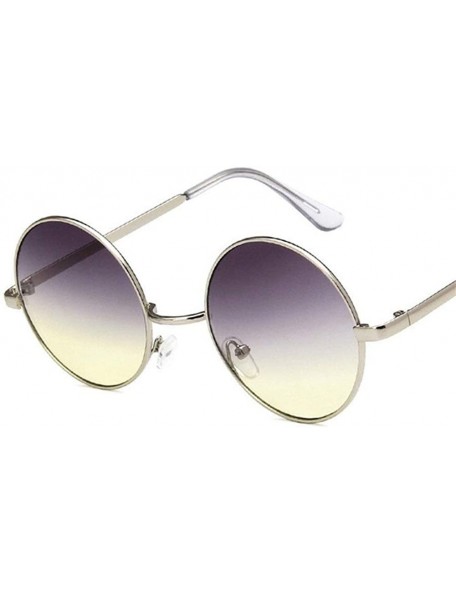 Round Fashion Vintage Sunglasses Luxury Glasses - Yellow - CA198G7MMTM $21.64