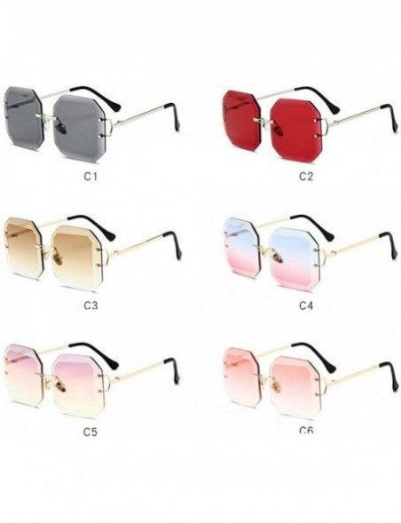 Oversized Rimless Sunglasses Vintage Diamond Designer - Purple - CD18Q0D5I9L $10.09