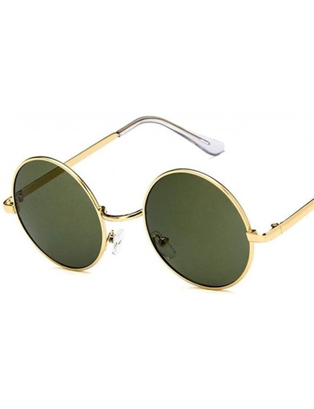 Round Fashion Vintage Sunglasses Luxury Glasses - Yellow - CA198G7MMTM $21.64