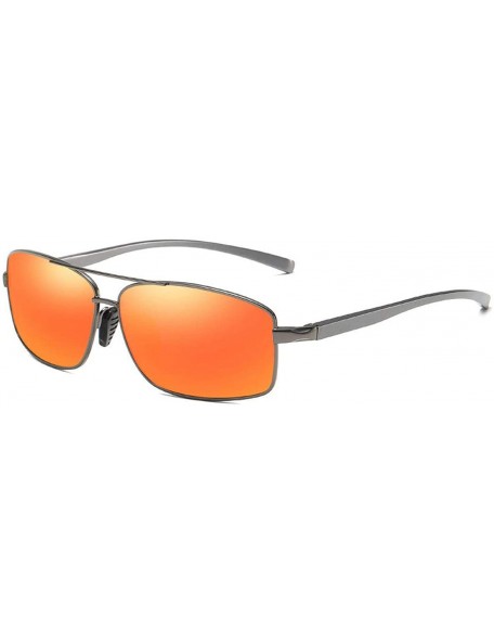 Oval Men Polarized Sunglasses Classic Rectangle Sun Glasses Aluminum Magnesiu UV400 Eyewear - Grey Red - CY199CMU9I9 $23.27
