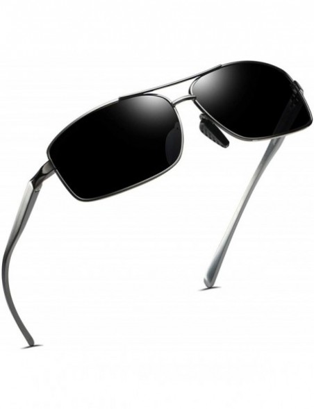 Oval Men Polarized Sunglasses Classic Rectangle Sun Glasses Aluminum Magnesiu UV400 Eyewear - Grey Red - CY199CMU9I9 $23.27