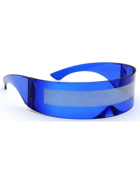 Goggle Futuristic Cyclops Alien Shield Sunglasses Monoblock - Blue Frame/Silver - CX12F5CD2RR $8.46