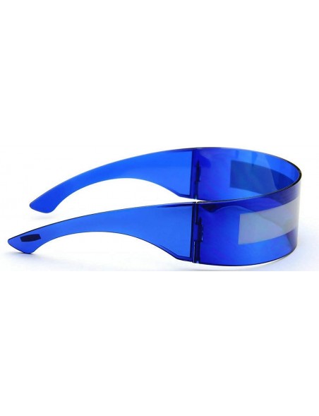 Goggle Futuristic Cyclops Alien Shield Sunglasses Monoblock - Blue Frame/Silver - CX12F5CD2RR $8.46