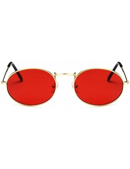 Oversized Retro Oval Sunglasses Women Luxury Vintage Small Black Red Yellow Shades Sun Glasses Oculos UV400 - Blackgray - CK1...