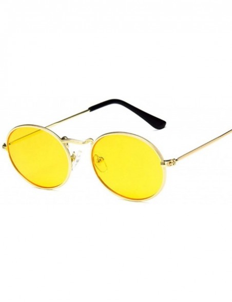 Oversized Retro Oval Sunglasses Women Luxury Vintage Small Black Red Yellow Shades Sun Glasses Oculos UV400 - Blackgray - CK1...