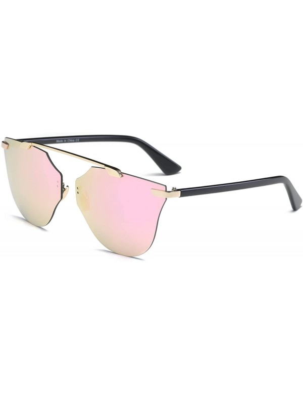 Goggle Women Rimless Fashion Round Cat Eye UV Protection Sunglasses - Pink - CE18WQ6ZU5R $21.25