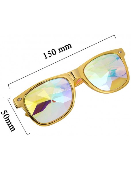 Round Kaleidoscope Glasses-Halloween Rave Rainbow Crystal Lens Steampunk Goggles - Yellow(square) - CU18QYNST0S $11.62