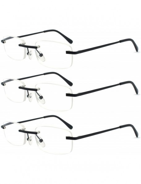 Rimless Rimless Reading Glasses Frameless Readers - 3pk Black - C712BI2W3CX $12.81
