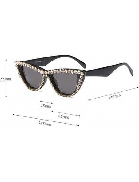 Cat Eye Rhinestone Cat Eye Sunglasses Women Luxury Fashion Sun Glasses for Ladies Party - Leopard Frame - CU18GZ03KT7 $12.76