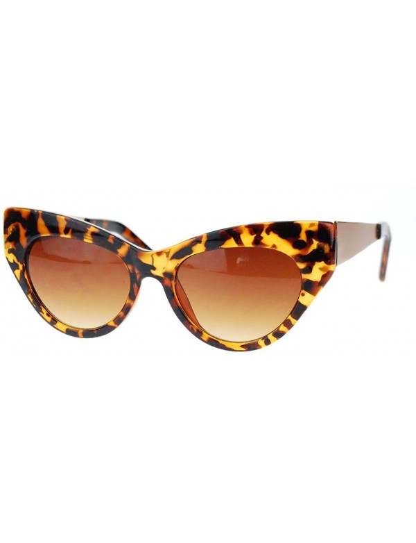 Cat Eye Trendy Runway Fashion Thick Plastic Narrow Cat Eye Sunglasses - Tortoise (Brown) - CX11YNNJ4KJ $12.07