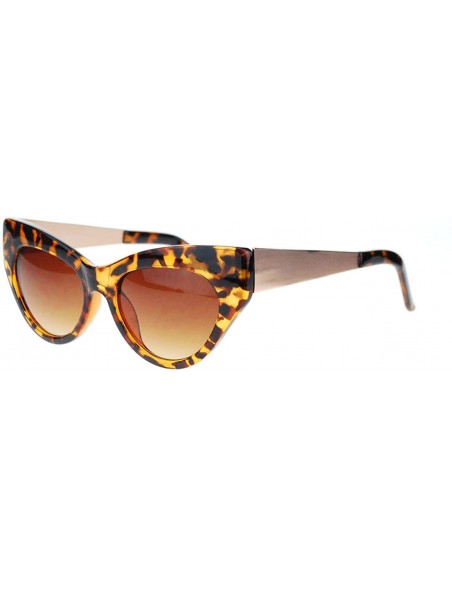 Cat Eye Trendy Runway Fashion Thick Plastic Narrow Cat Eye Sunglasses - Tortoise (Brown) - CX11YNNJ4KJ $12.07